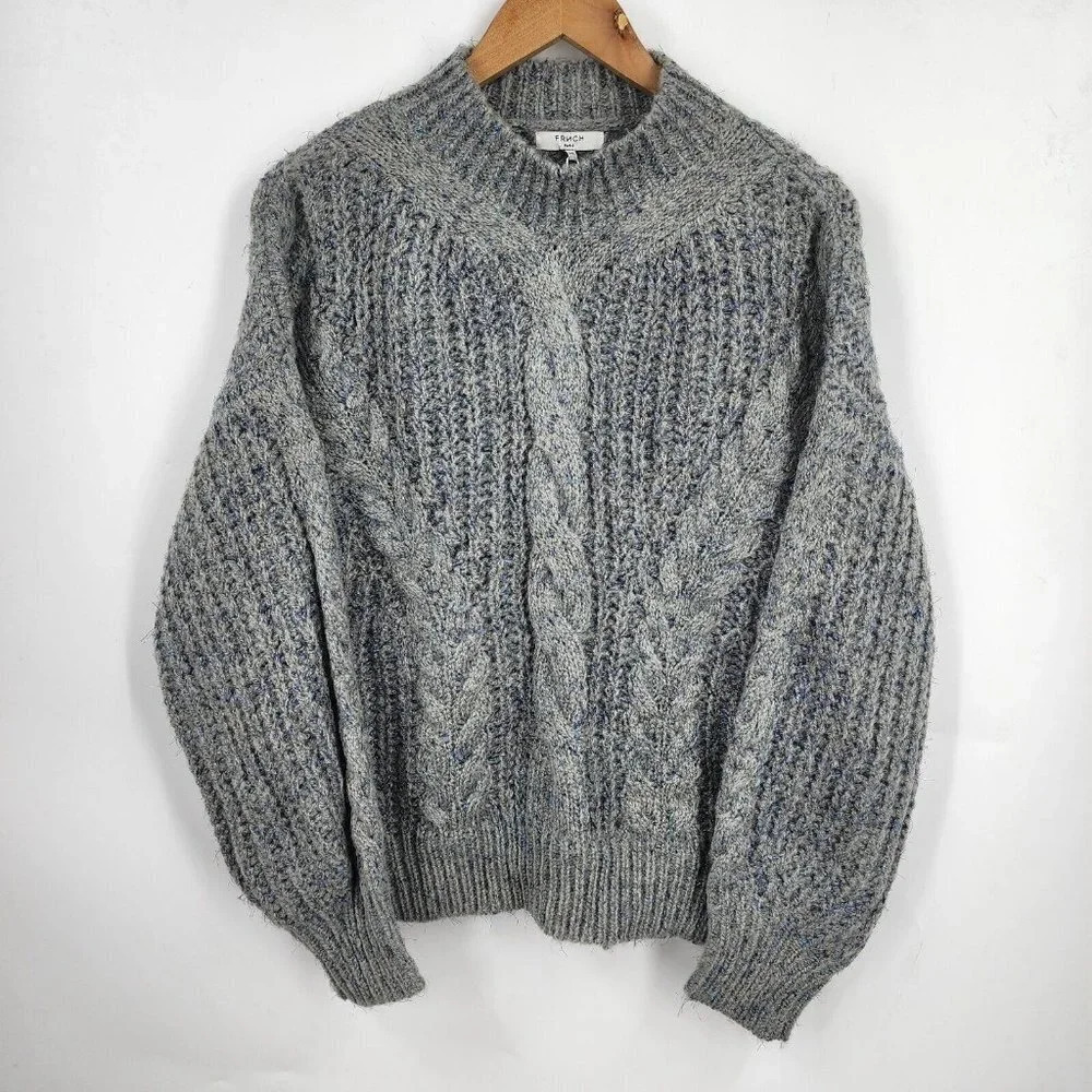 FRNCH Women's Mock Neck Long Sleeve Chunky Knit‎ Sweater Size S NWT